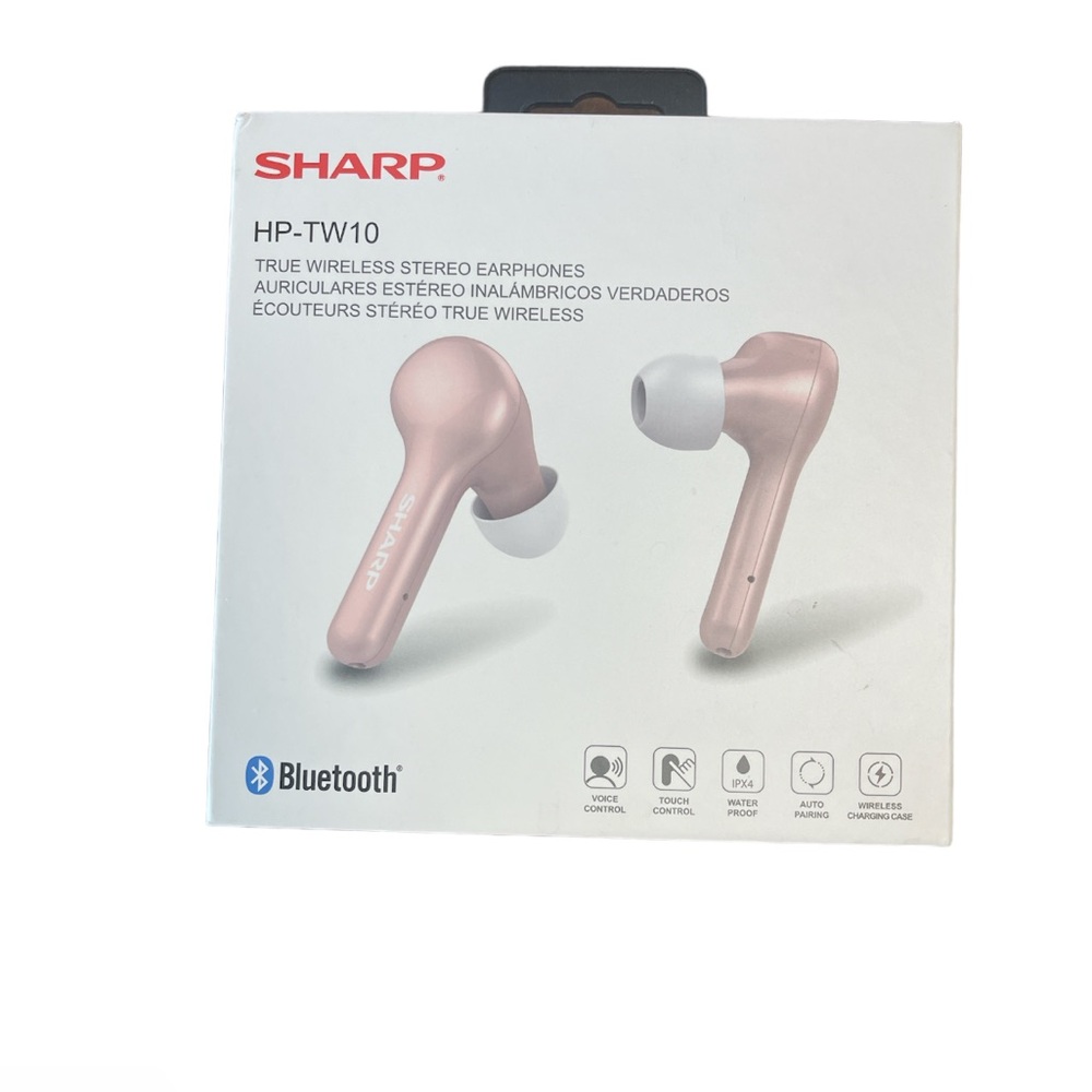 Sharp HP-TW10 True Wireless Splashproof Bluetooth Stereo earbuds, Rose Gold BNIB